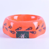ポリゴンスタイルオレンジグレーズボウルボトムプリント犬耳セラミックペットフィーダーセラミック犬ボウル