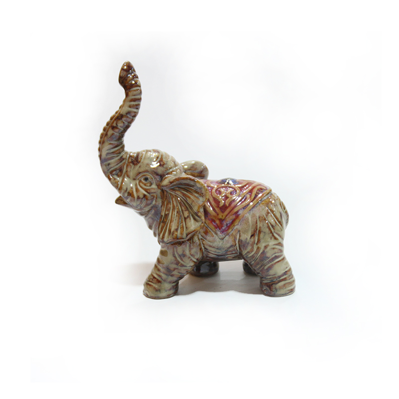 セラミック象が赤ちゃん象を引っ張るセラミック大きな象の像セラミック動物の装飾品