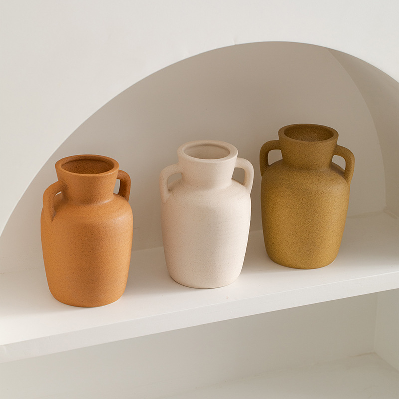 茶色、乳白色、薄緑色、磁器の花瓶の家の装飾デスクトップ装飾品セラミック花瓶
