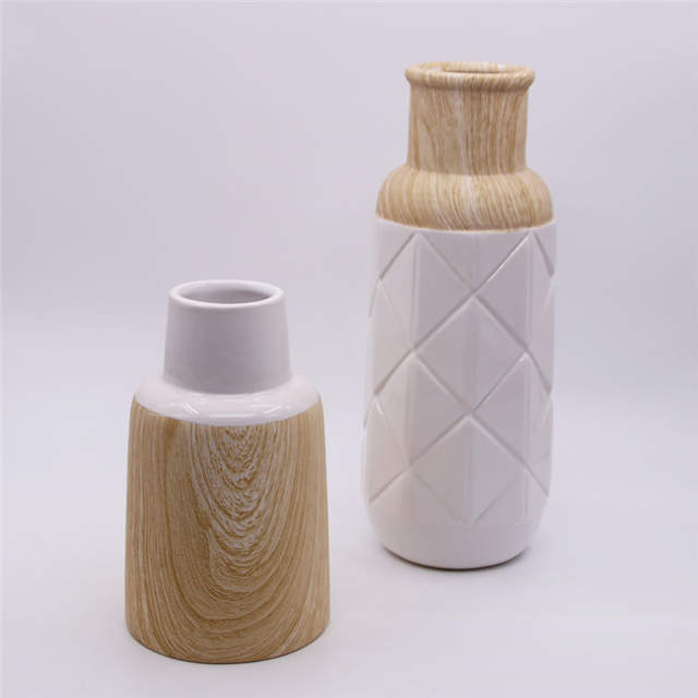 家の装飾ファッションシンプルなテーブル花瓶木目セラミック花瓶