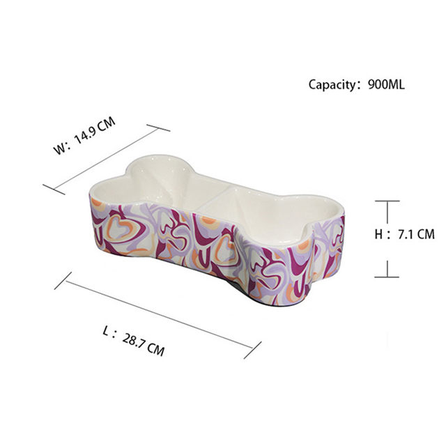 骨の形のドッグボウルセラミックフード盆地ペットフード盆地素敵なペットフード盆地