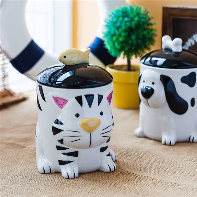 3D猫スタイルセラミックペットフード貯蔵タンク猫フードジャードッグフードジャー