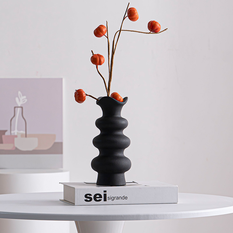 ピンク、青、黒、白、3層のフラワースタイルのデザイン自宅の装飾用のセラミック花瓶
