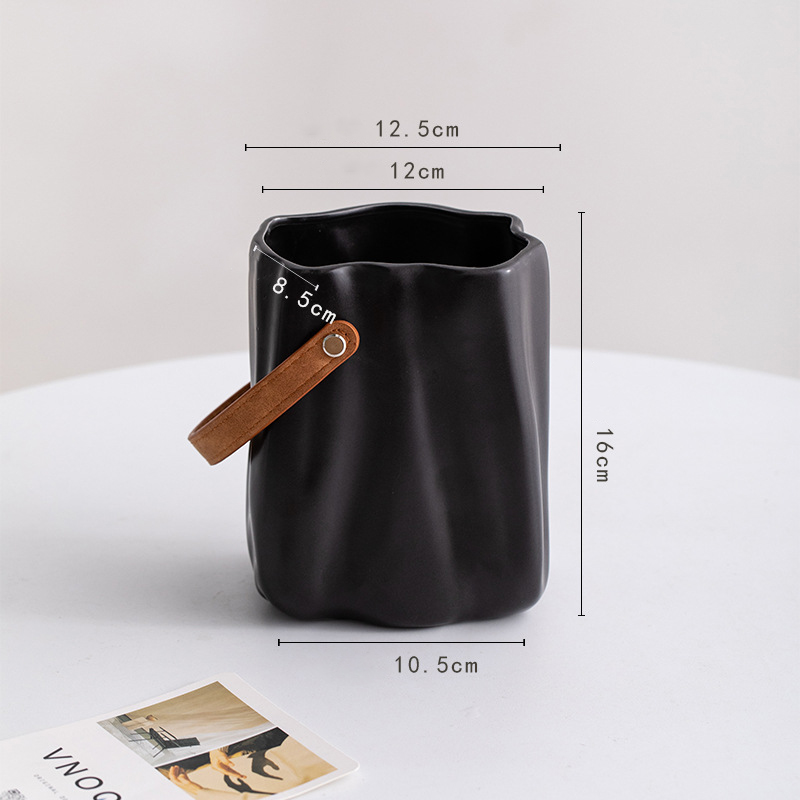 ハンドバッグスタイルのデザインホワイト、グレー、黒のセラミックの花瓶
