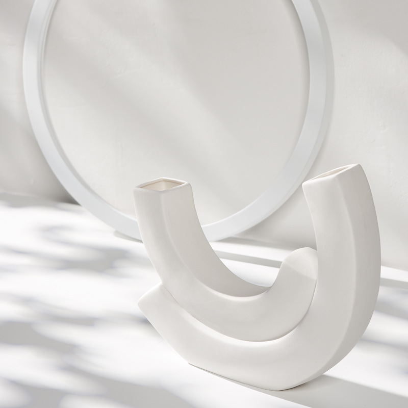 ホームデコレーションホワイトホワイト磁器の花瓶