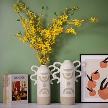セラミック花瓶バイノーラルスタイルのデザインフラワーアレンジコンテナホーム家具装飾