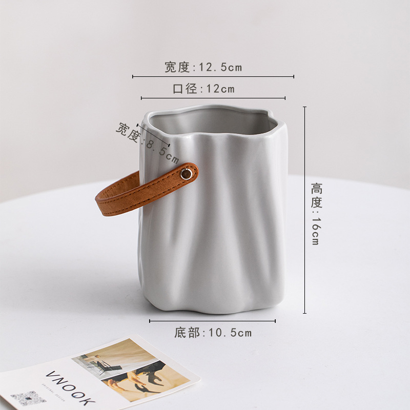 ハンドバッグスタイルのデザインホワイト、グレー、黒のセラミックの花瓶