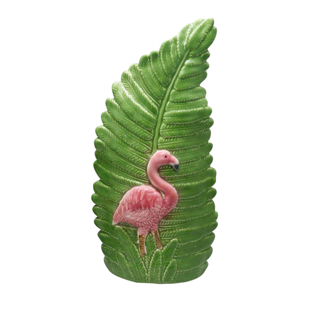 セラミックグリーンココナッツの葉ポットスタイルの救済フラミンゴ花瓶