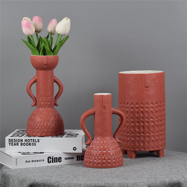 ホームテーブルデコレーションさまざまな表情4フィートサポートフェイスセラミック花瓶