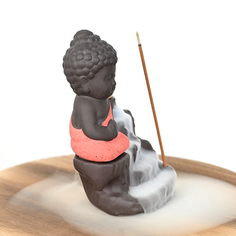 セラミックレッドリトルブッダウォーターフォール逆流香バーナーセラミックウォーターフォール逆流香ホルダー