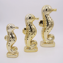セラミックタツノオトシゴゴールドセラミック像動物の装飾品家庭用家具