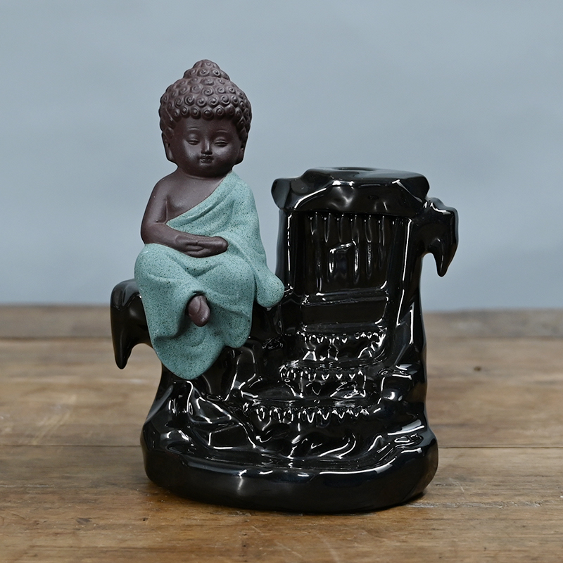 セラミックグリーン小さな仏滝逆流香バーナー