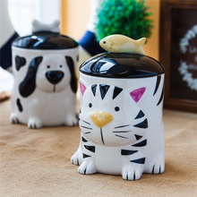 3D猫スタイルセラミックペットフード貯蔵タンク猫フードジャードッグフードジャー