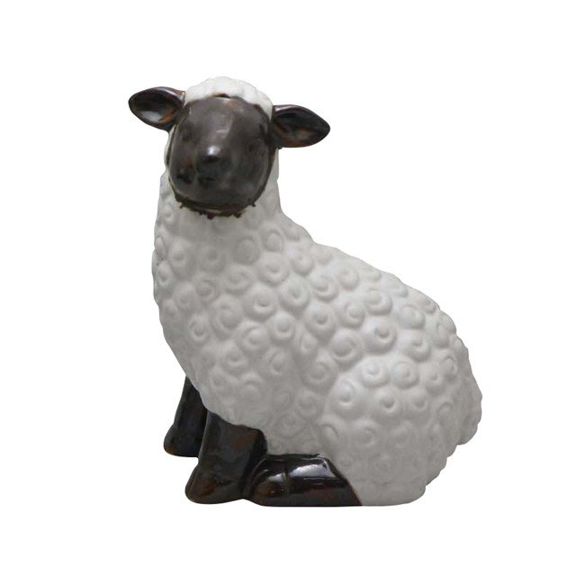 座っている羊セラミックホワイトファーム羊の彫像の装飾