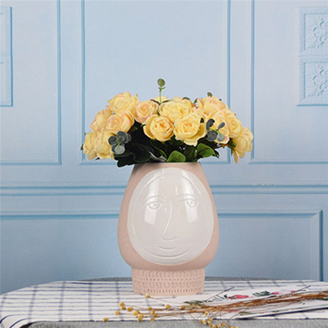 家の装飾抽象的な顔装飾的な花瓶セラミックレリーフフェイスセラミック顔の花瓶