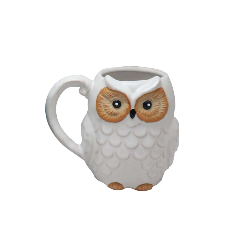 かわいい3Dフクロウセラミックコーヒーマグセット、ノベルティギフトアニマルティーカップ、3色セット