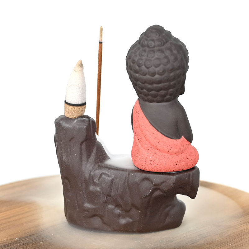 セラミックレッドリトルブッダウォーターフォール逆流香バーナーセラミックウォーターフォール逆流香ホルダー