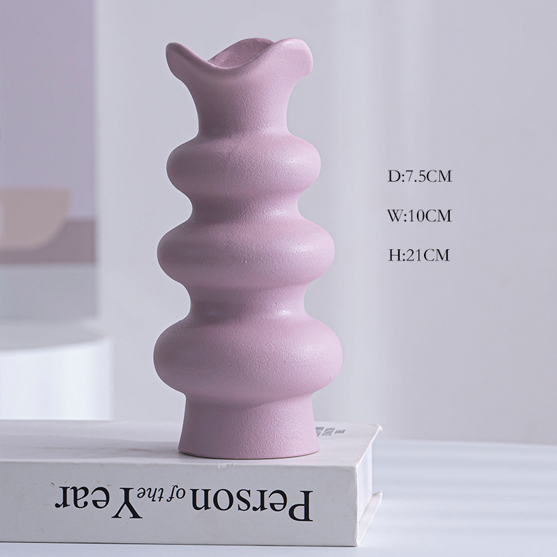 ピンク、青、黒、白、3層のフラワースタイルのデザイン自宅の装飾用のセラミック花瓶