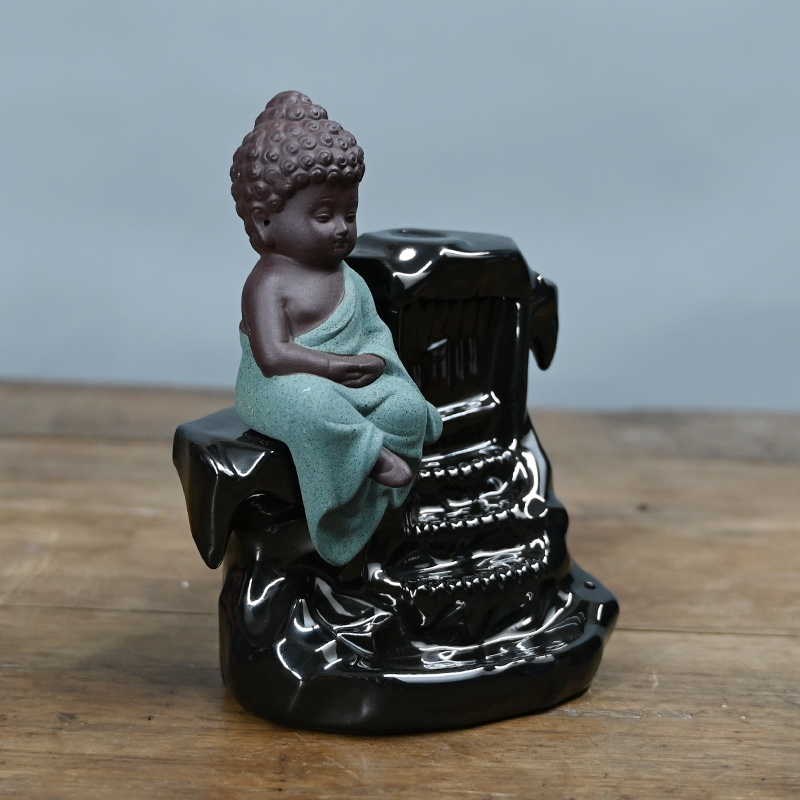 セラミックグリーン小さな仏滝逆流香バーナー