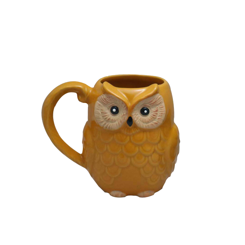 かわいい3Dフクロウセラミックコーヒーマグセット、ノベルティギフトアニマルティーカップ、3色セット