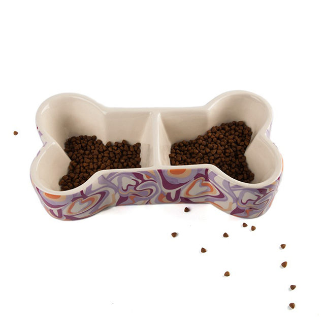骨の形のドッグボウルセラミックフード盆地ペットフード盆地素敵なペットフード盆地