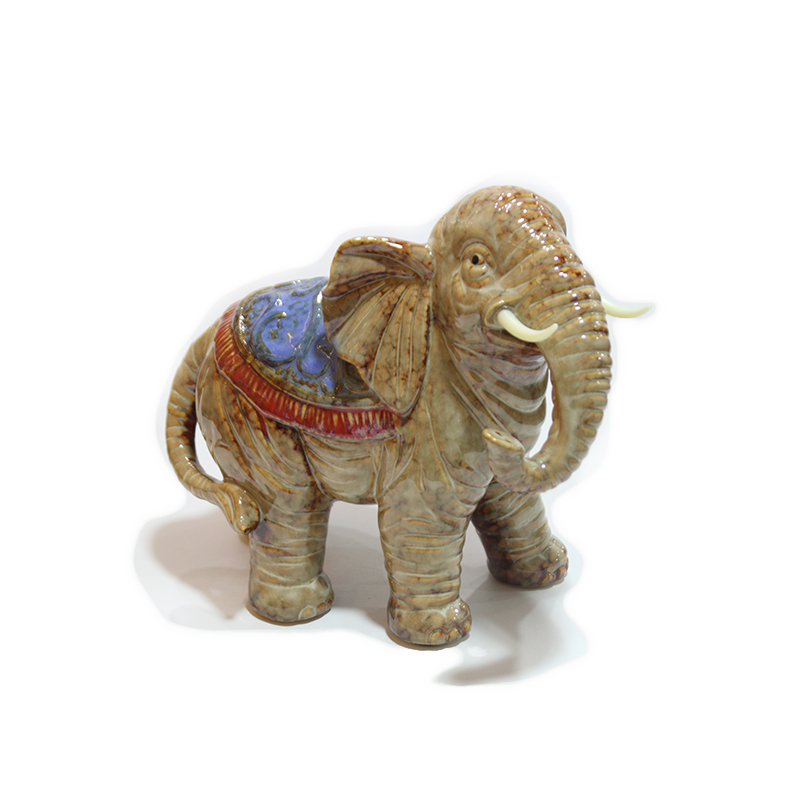 セラミック象の動物の装飾カラフルな象は赤ちゃん象を引っ張る