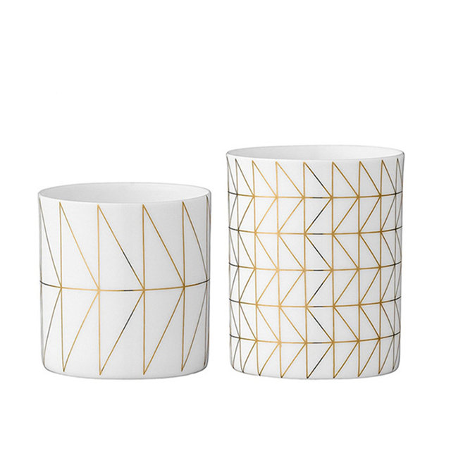 プリントゴールドストライプセラミックキャンドルカップ