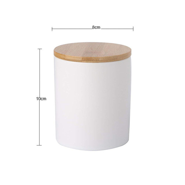 白いセラミックポット竹の蓋付きストアキャンディクッキーコーヒーセラミック瓶
