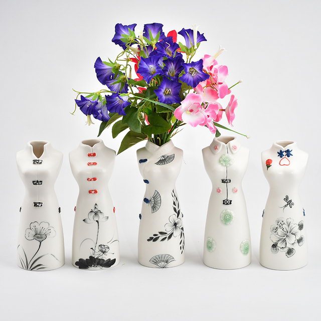 OEM純粋な手絵画現代の女性の機能家の装飾装飾花磁器セラミック結婚式の花瓶