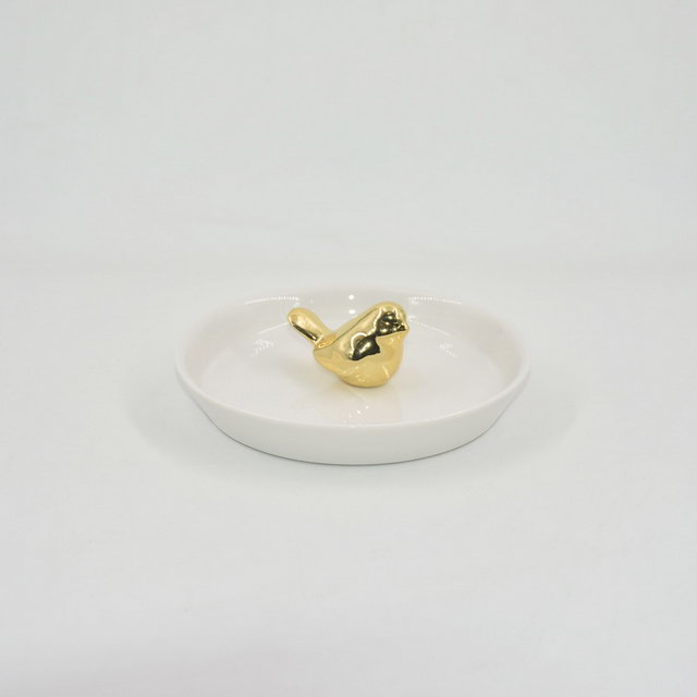小鳥の置物結婚式の装飾ギフト動物ジュエリートレイ小物入れセラミックリングホルダージュエリー