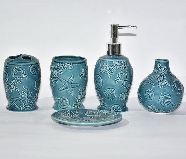 カボチャのデザインセット5つの浴室の衛生浴室の付属品の陶磁器の浴室の付属品セット