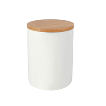 白いセラミックポット竹の蓋付きストアキャンディクッキーコーヒーセラミック瓶