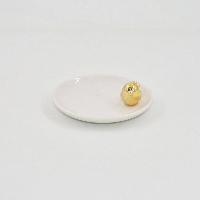 ゴールデンバードスタチューホームデコレーションギフトトリンケットトレイジュエリーディスプレイトレイウェディングギフトセラミックリングホルダー