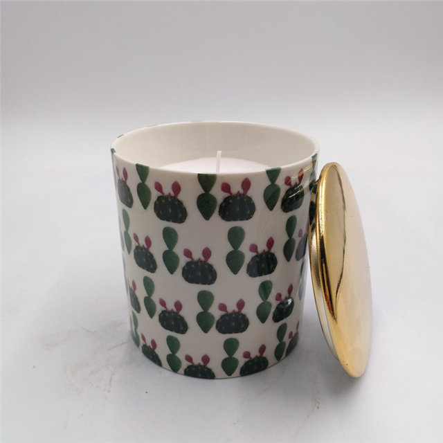 愛の光ロマンチックな火金メッキカバープリントゴールドパターン高貴でエレガントなセラミックキャンドルジャー