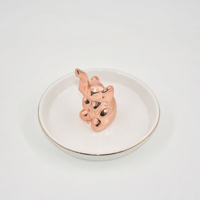 象の像の結婚式の装飾ギフトジュエリートレイ小物入れトレイセラミックリングホルダージュエリー