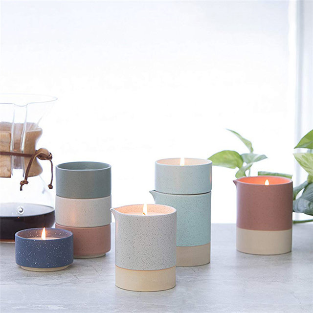 竹ふたふた大理石釉セラミックキャンドルポット