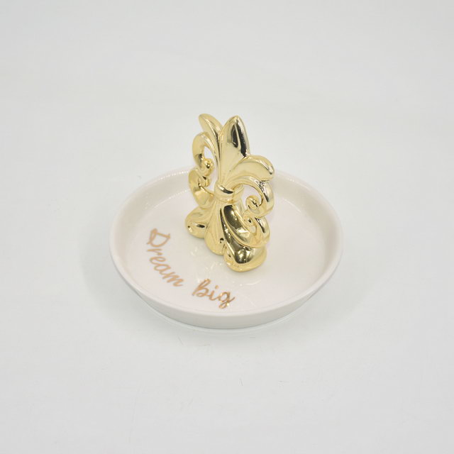 人気のデザインの家の装飾のギフトの宝石類の表示皿の結婚祝いの陶磁器のリングホールダーの注文の装身具の皿