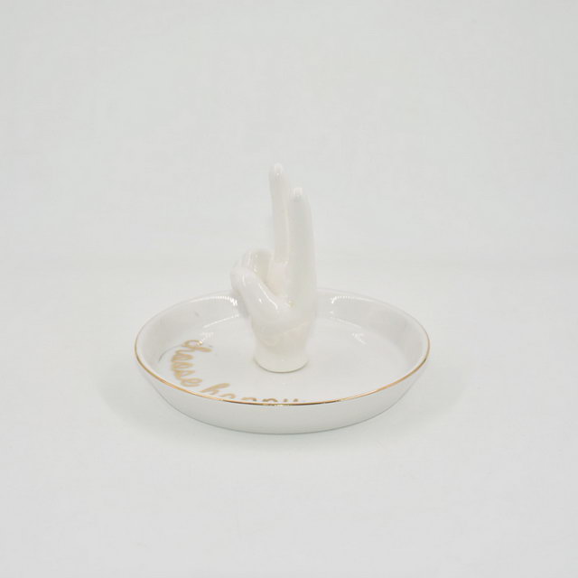 手の形の家の装飾のギフトの装身具の皿の陶磁器の結婚指輪のホールダーの宝石類の表示皿