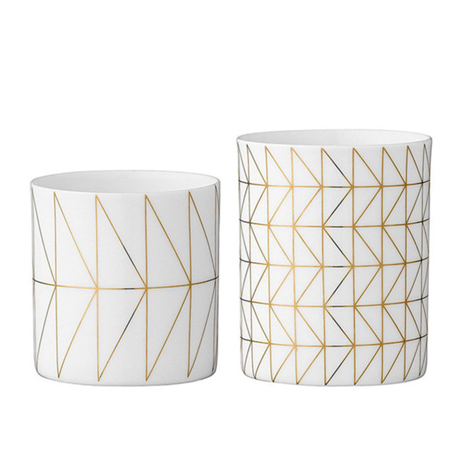 プリントゴールドストライプセラミックキャンドルカップ