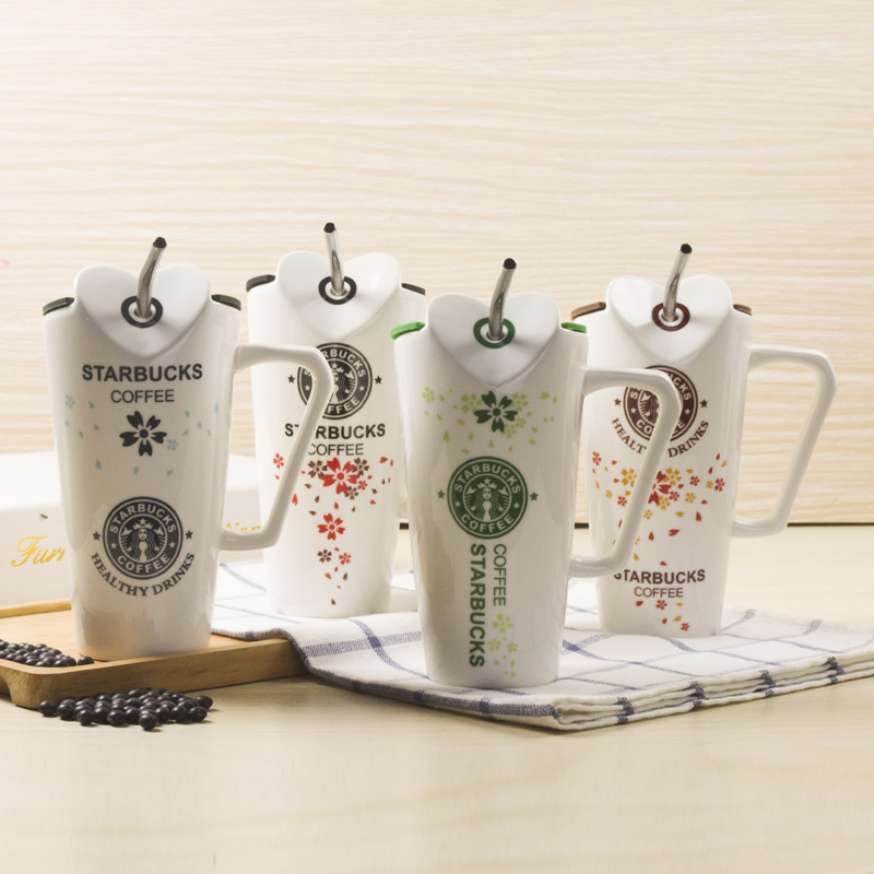 ストローデザインミルクコーヒーフルーツジュースセラミックカップ