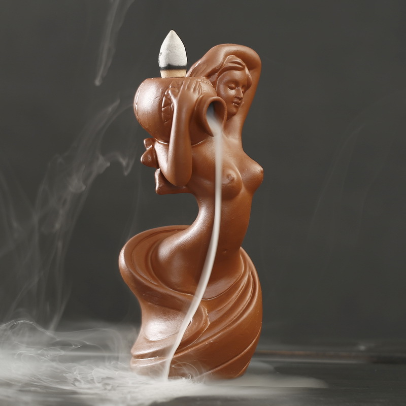 セラミック女神風呂流れる香セラミック逆流香炉