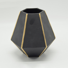 家の装飾の装飾卓上セラミック花瓶デスクトップ装飾多面体黒セラミック花瓶